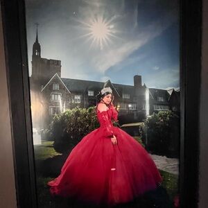 Elegant Red Gown/ red quinceañera dress